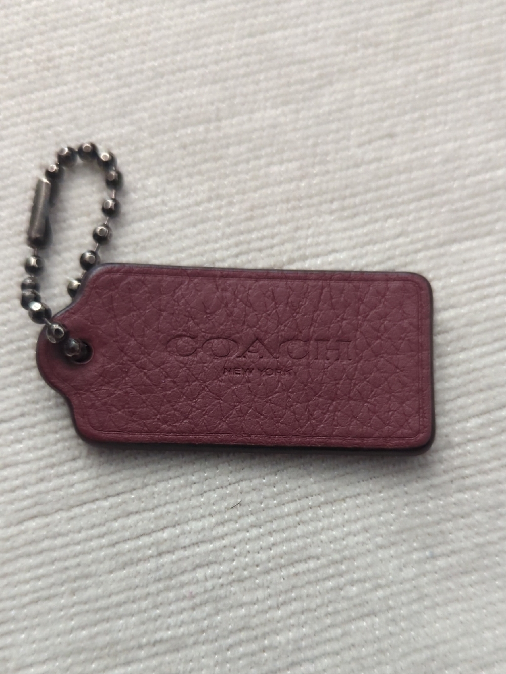 Coach 2" Two Tone Leather Tag, Gunmetal Ball Chain